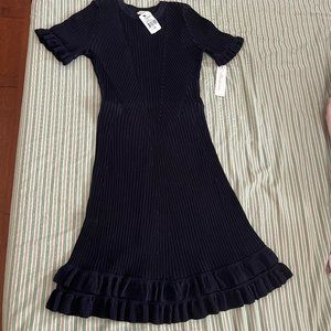 ShoshannaKate Rib-Knit Ruffle Minidress